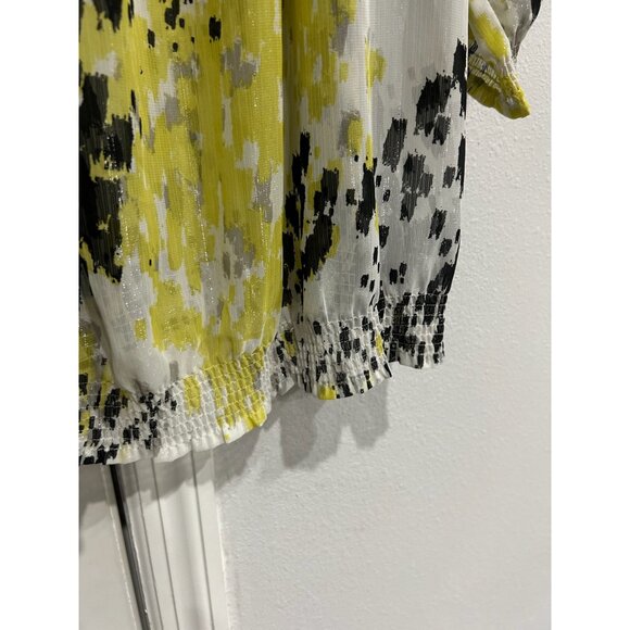 Multicolor Sheer Blouse With Elastic Hem & 3/4 Sleeves By The Limited Size XL - Picture 4 of 11